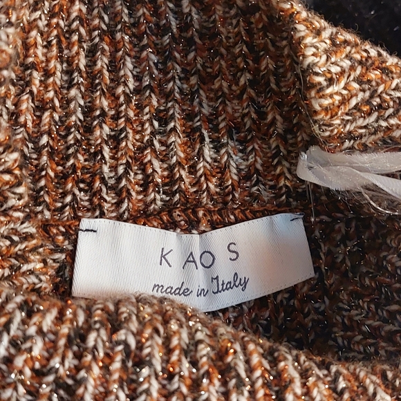 KAOS brown & black chunky knit oversized sweater, EU-XL, NWT - Picture 4 of 9